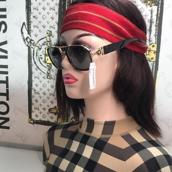 NEW AUTHENTIC Versace Black and Gold Sunglasses. VE2228